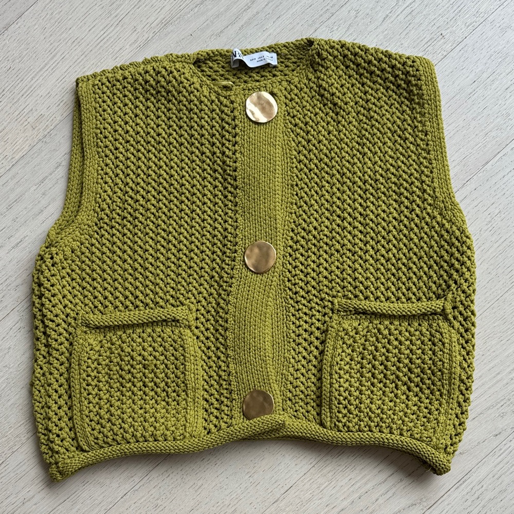 Zara Green and Gold Knitted Accessories Set